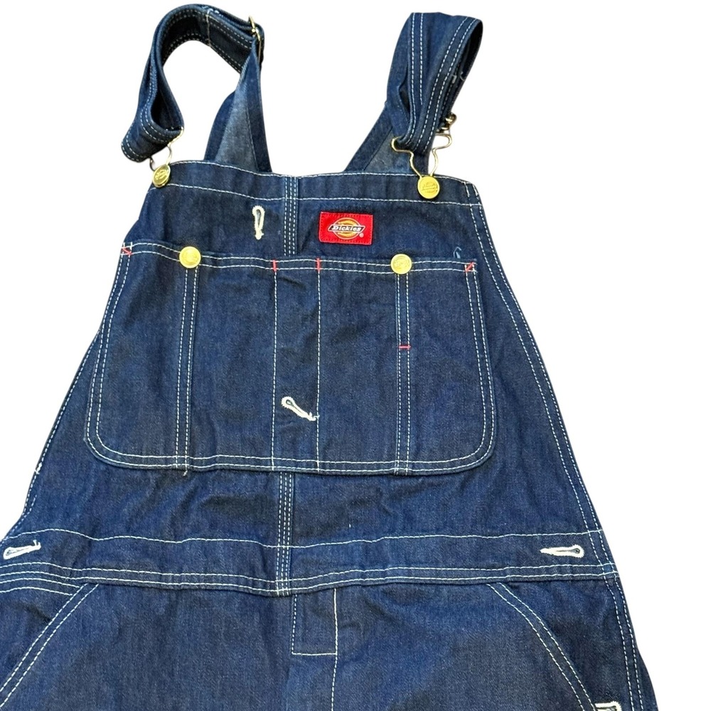 Dickies Bib Overalls Mens 32x30 Blue Denim Carpenter Workwear Utility Rigid